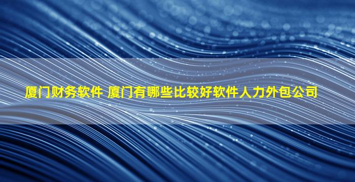 厦门财务软件 厦门有哪些比较好软件人力外包*